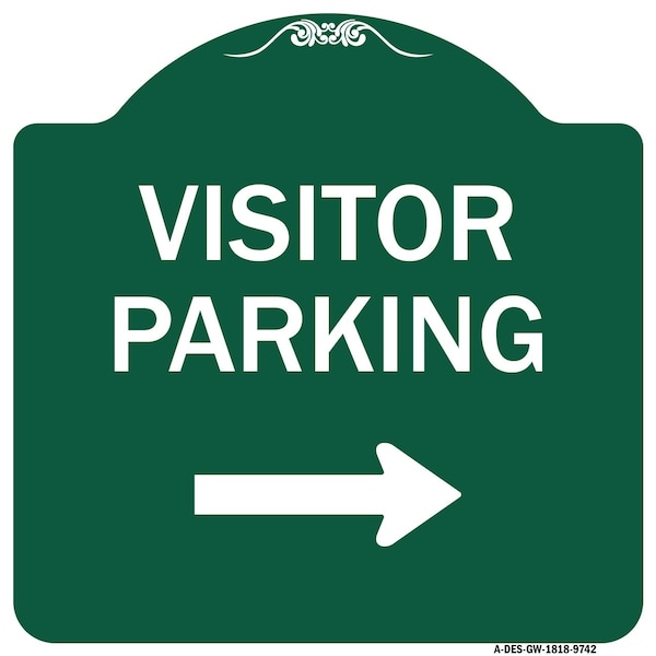 Visitor Parking With Right Arrow Heavy-Gauge Aluminum Architectural Sign, 18" x 18", GW-1818-9742